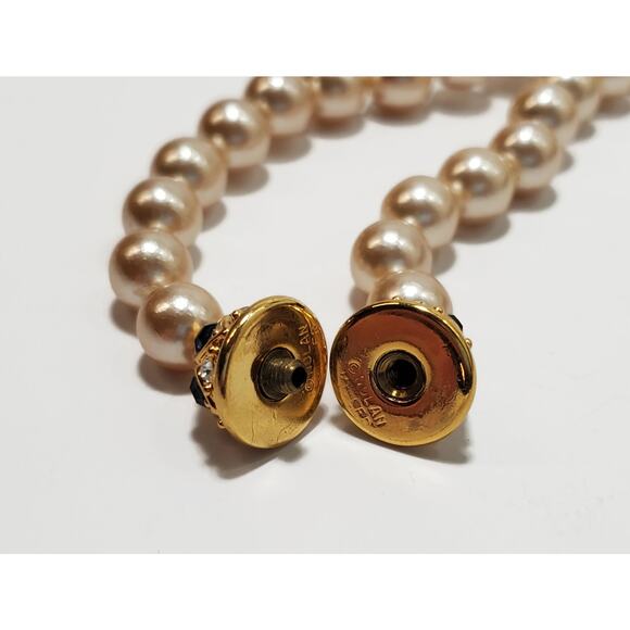 Vintage Nolan Miller Champagne Faux Pearl Necklace With Screw Clasp 36 in. - Picture 7 of 8